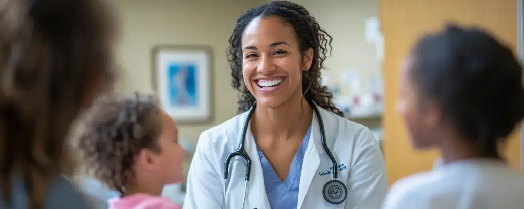 Family Nurse Practitioner assisting Kids